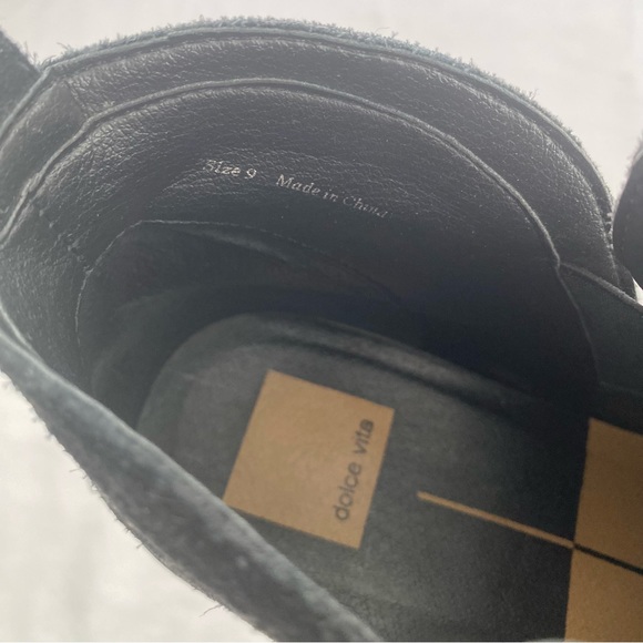 Dolce Vita Black Suede Flat Ankle Bootie - Picture 11 of 11